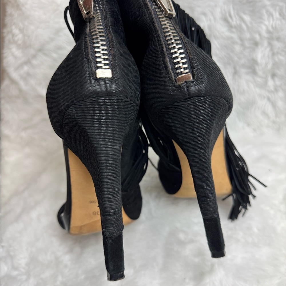 Alexander Wang Black Suede Fringe D'Orsay Heel - Picture 9 of 12